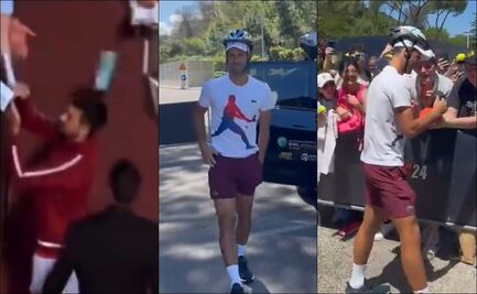 ¡Lo toma con humor! Djokovic llegó con casco al Masters de Roma tras su recibir un botellazo el día anterior