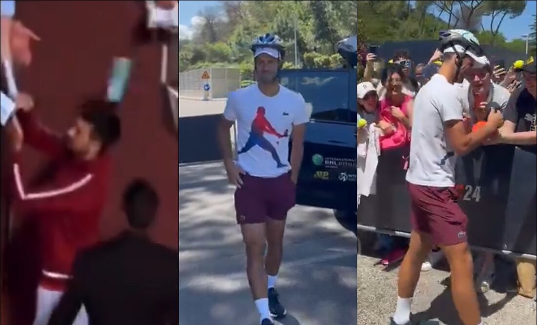 Novak Djokovic porta un casco para protegerse de los botellazos. FOTOS: Capturas