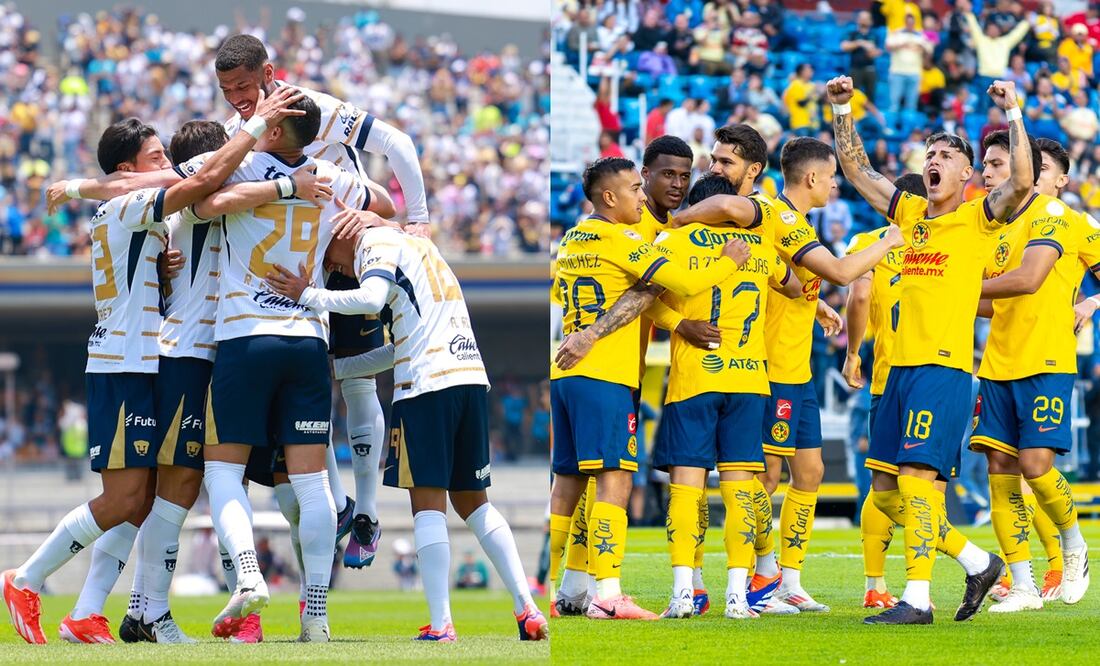 Pumas y América en festejo, durante el Apertura 2024 - Fotos: Imago7