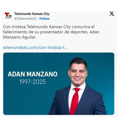 Telemundo lamentó la muerte del periodista mexicano, Adán Manzano Aguilar, quien cubría el Super Bowl LIX. Foto: Especial