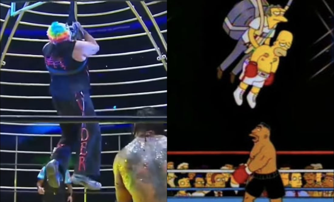 Murder Clown salió volando del hexadrilátero al estilo Homero Simpson. FOTO: Capturas