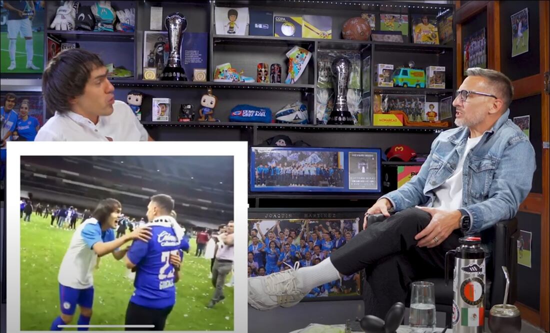 'Chaco' Giménez recordó junto al 'Shaggy' Martínez el titulo de Cruz Azul en el Clausura 2021. FOTO: Captura