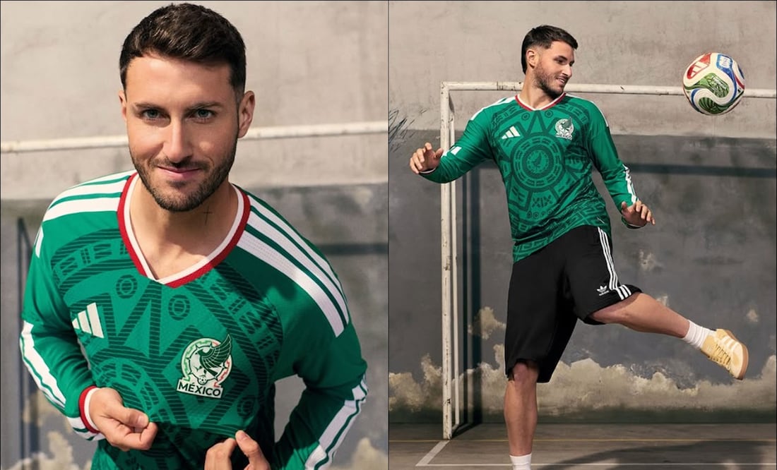 Santiago Giménez apareció en la publicación de Adidas donde presentan de forma oficial la playera del Tricolor. FOTO: @adidasmx