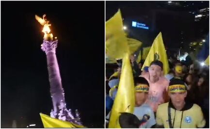 Aficionados del América se dan cita en el Ángel de la Independencia para celebrar la 14