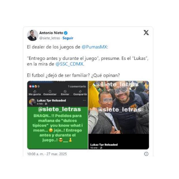 En redes sociales exhibieron a un miembro de La Rebel de Pumas que trafica droga dentro del estadio. Foto: Especial
