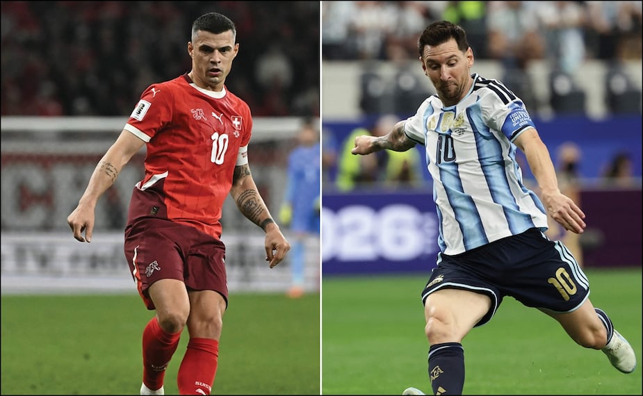 Granit Xhaka y Lionel Messi. FOTO: AFP