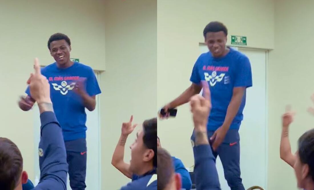 Javairo Dilrosun cantando con los jugadores del América - Fotos: @clubamerica en Instagram