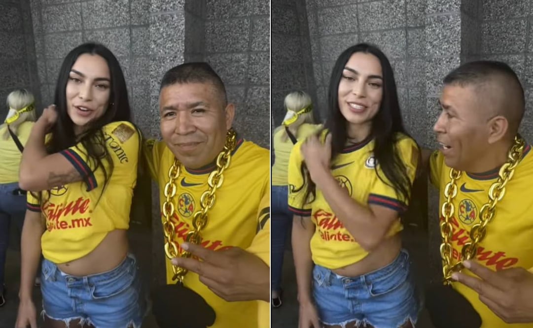 Sabrina Enciso se negó a que un aficionado del América la abrazara para tomarse una foto. Foto: Especial