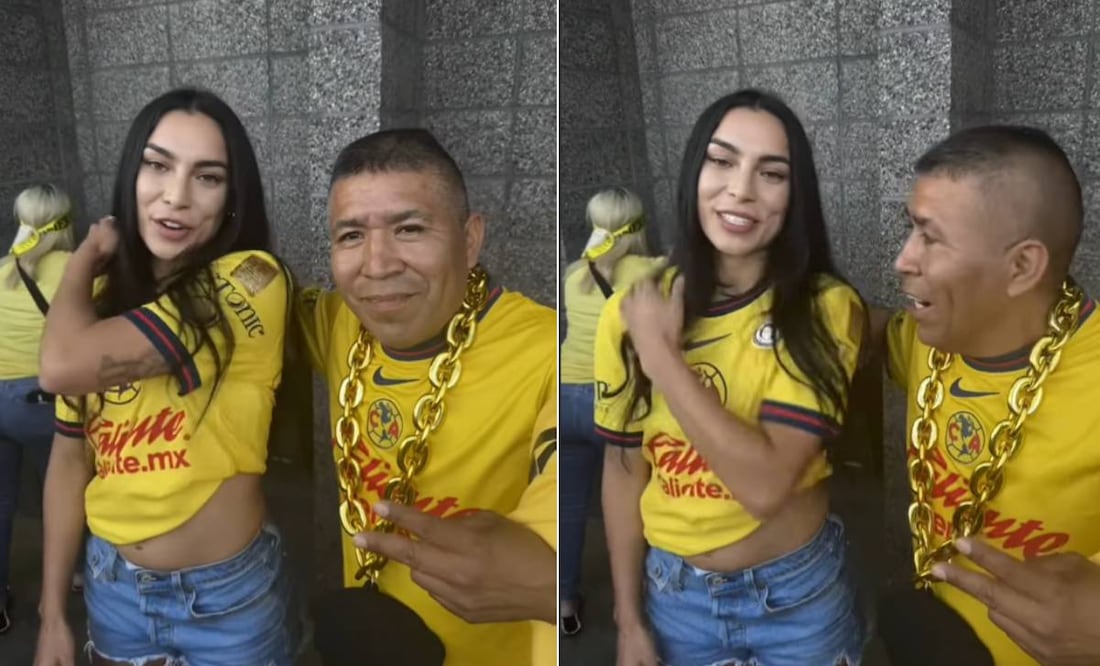 Sabrina Enciso se negó a que un aficionado del América la abrazara para tomarse una foto. Foto: Especial