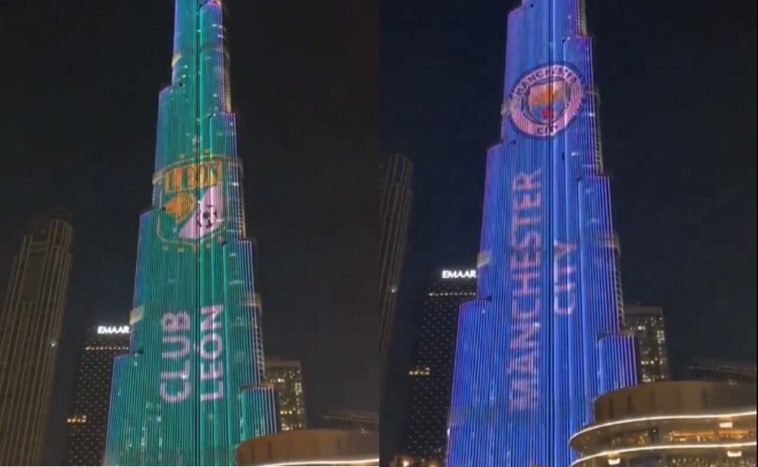 Edificio de Arabia Saudita se ilumina con los colores del León y Manchester City