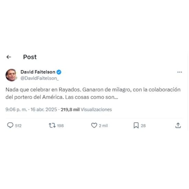 David Faitelson tundió a Rayados por su pobre actuación ante el América. Foto: Especial