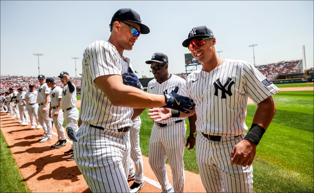 Los Yankees, durante su juego en el Estadio Alfredo Harp Helú FOTO: @Yankees