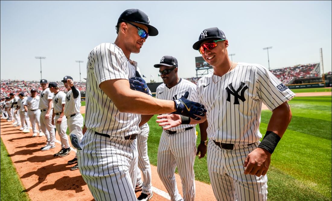 Los Yankees, durante su juego en el Estadio Alfredo Harp Helú FOTO: @Yankees