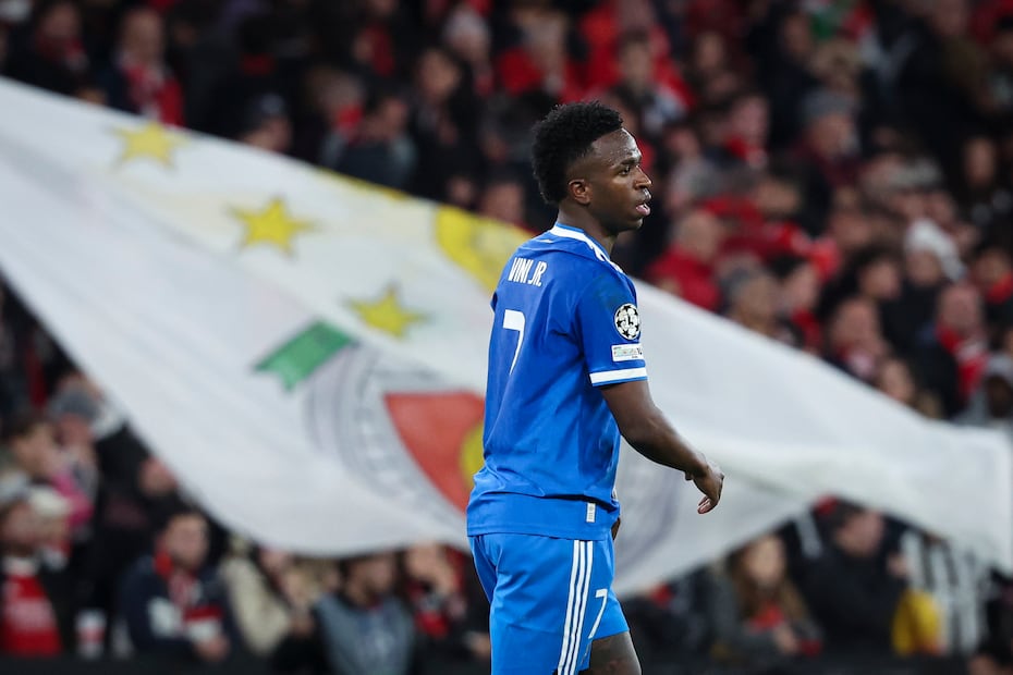 Vinicius Júnior, durante el partido entre Real Madrid y Benfica de la Champions League - Foto: EFE