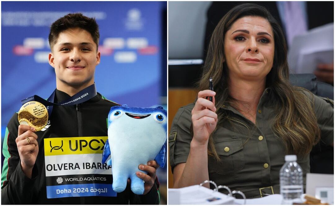 Osmar Olvera campeón del mundo en Doha y Ana Guevara en evento de Conade / FOTO: AP y Especial