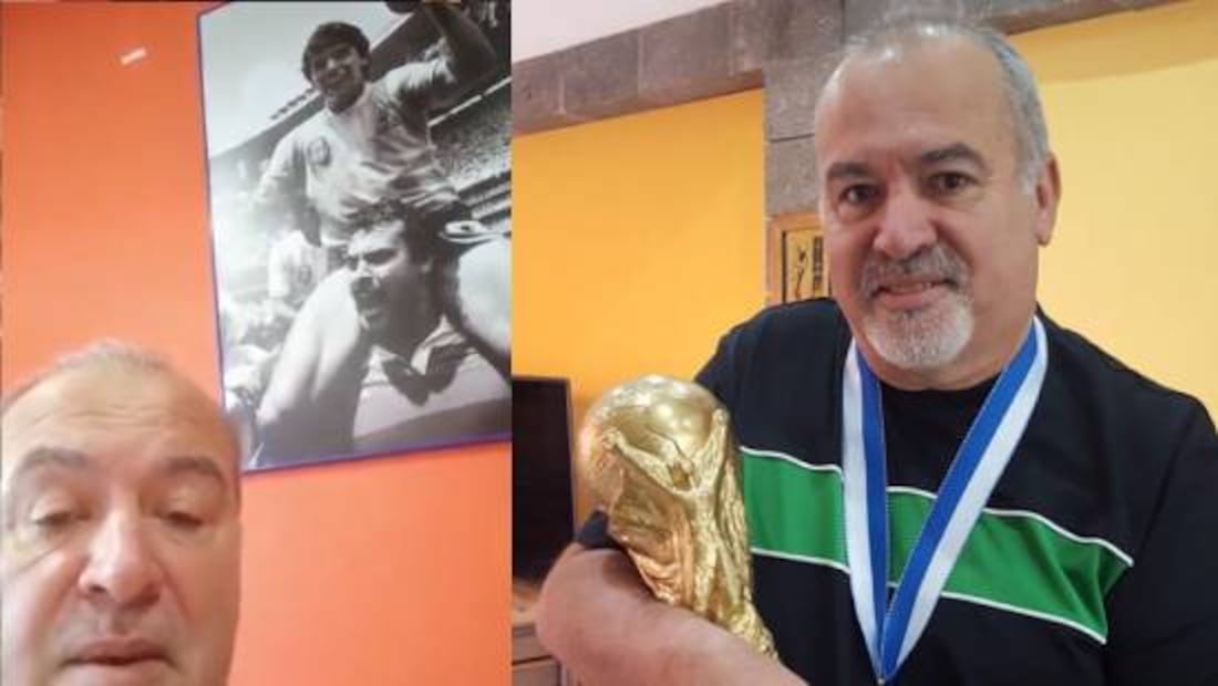 Roberto Cejas recordaba con nostalgia su hazaña de festejar con Maradona el título de México 86. Foto: Especial