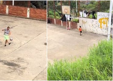 VIDEO: ¿Abuelita del año? Se hizo viral por jugar futbol con su nieto