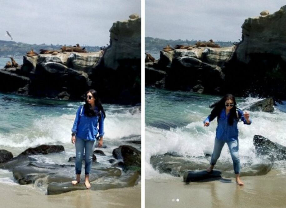 A veces los elementos naturales no siempre quieren cooperar con la modelo. (Foto: Notired)