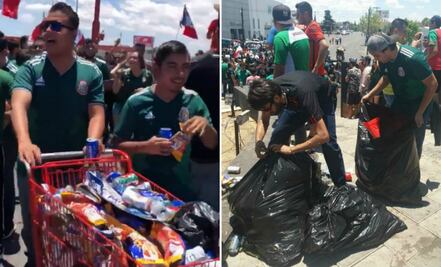 ¡Sí se puede! Aficionados limpian las calles tras los festejos por el triunfo de México