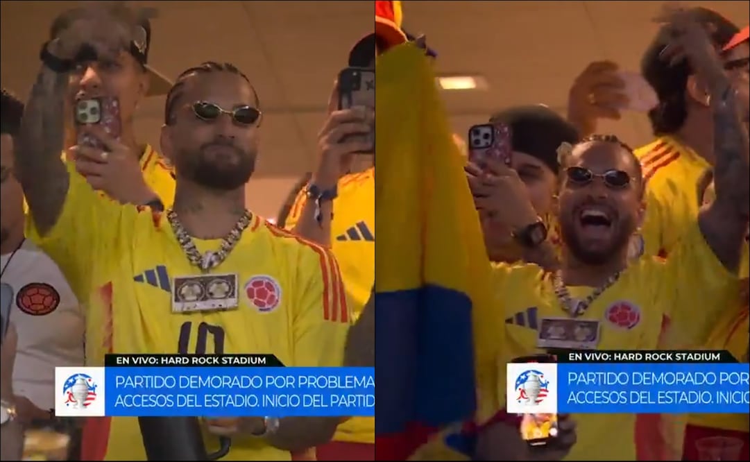 Maluma se divertía en su palco a la espera del inicio de la Final. FOTO: Captura