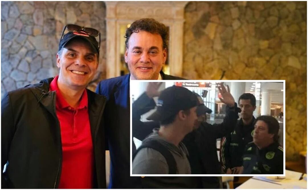 Martinoli, Faitelson y la escena en el aeropuerto de Philadelphia / FOTO: Instagram @cmartinolimx y captura
