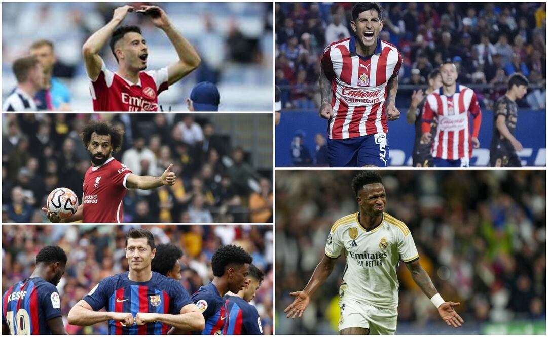 Gabriel Martinelli, Moh salah, Robert Lewandoski, Pocho Guzmán y Vinicius / FOTOS: Imago7 y AP