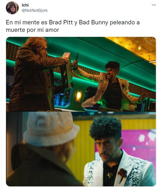 Brad Pitt y Bad Bunny se agarran a golpes en la película “Bullet Train”