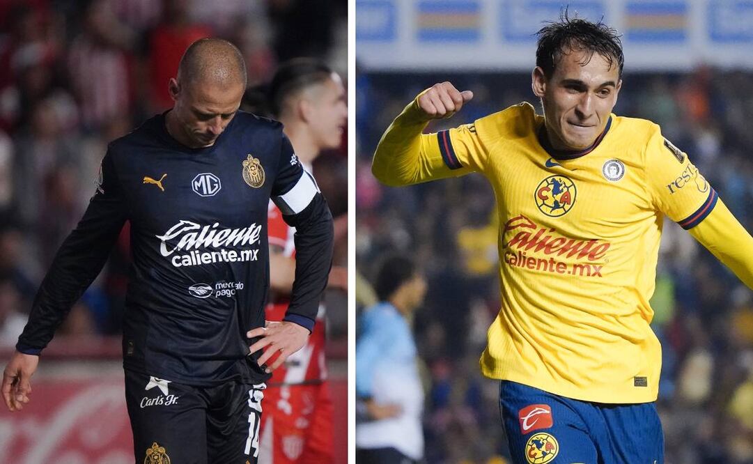Chicharito Hernández lamenta la derrota de Chivas; Antonio Álvarez  festeja su primer gol con América. Foto: Imago7
