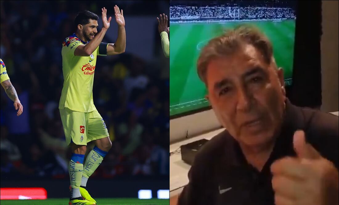 Carlos Reinoso felicita a Henry Martín por su gol número 99 con las Águilas. FOTOS: Imago7 / Captura