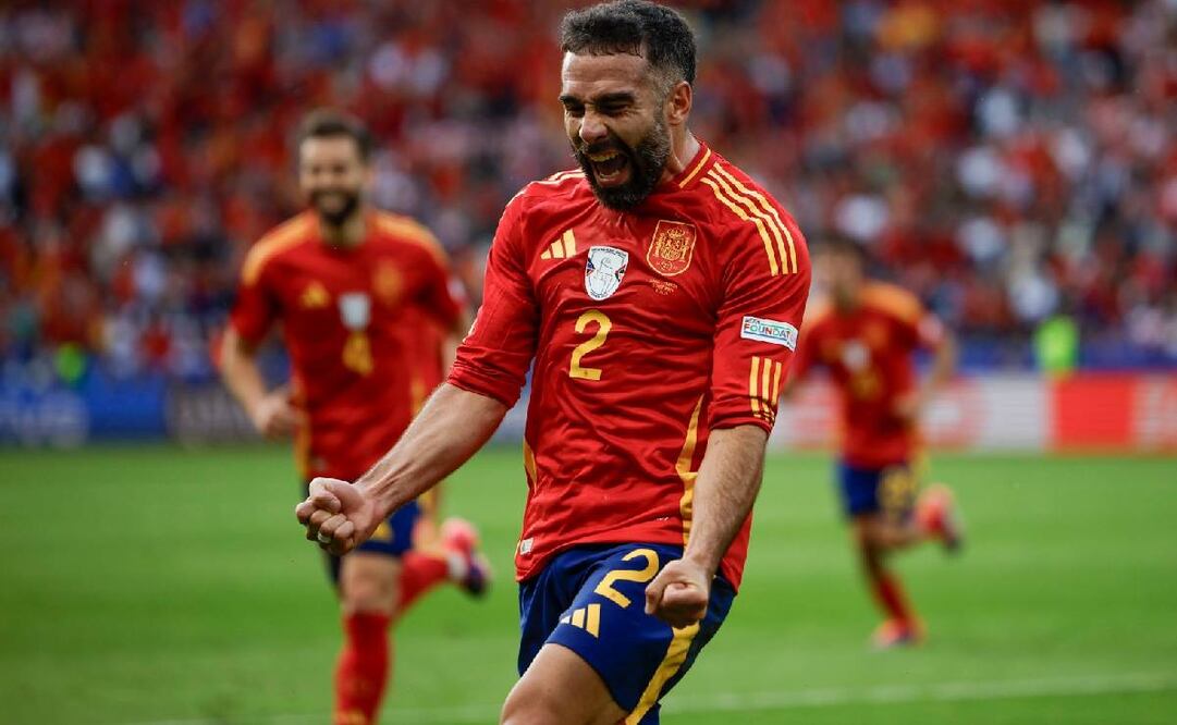 Dani Carbajal festejando su anotación ante Croacia. Foto: AFP.