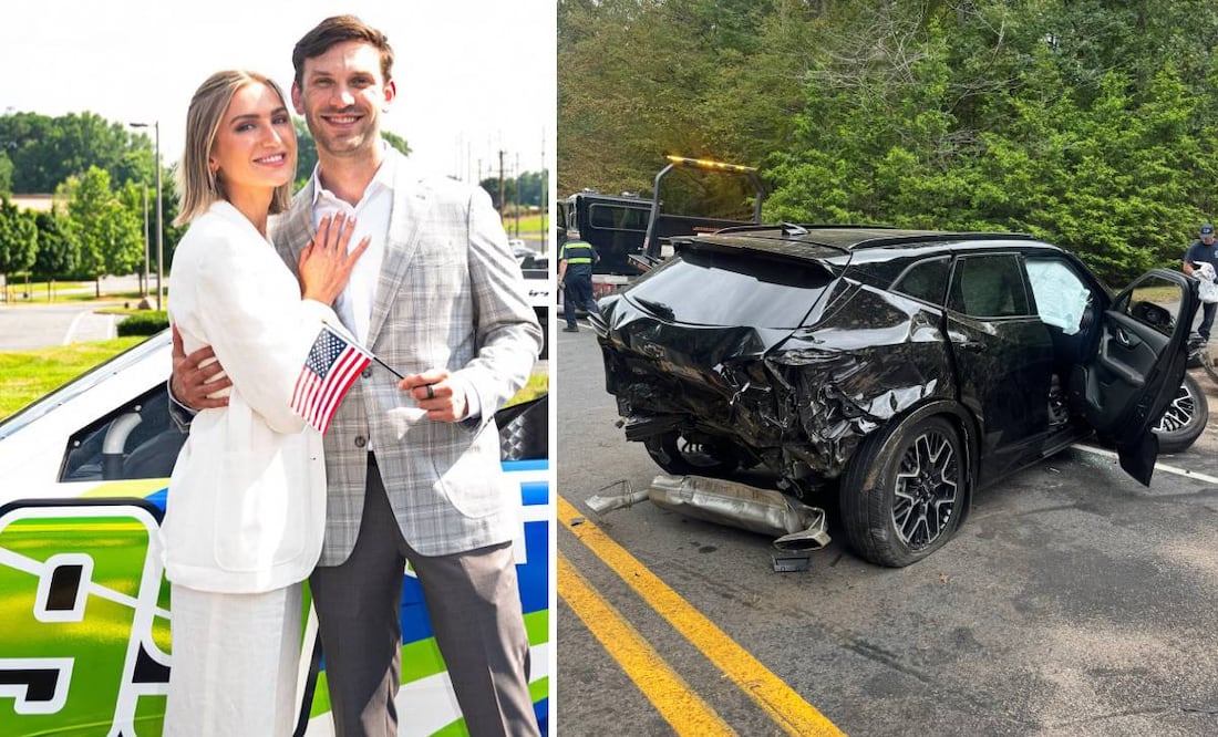 Julia Piquet, esposa de Daniel Suárez, sufrió un aparatoso accidente automovilístico. Foto: Especial