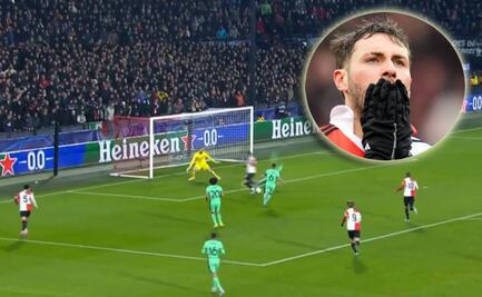 VIDEO: Santiago Giménez falló una jugada clara de gol ante el Atlético de Madrid