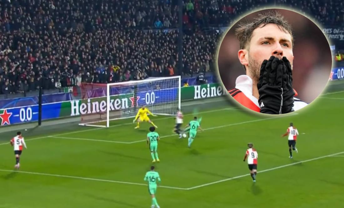 Santiago Giménez dejó ir el empate del Feyenoord ante el Atlético de Madrid. Foto: Especial