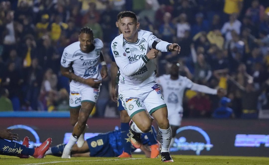 James Rodríguez festeja un gol con el León ante el América. Foto: Imago7