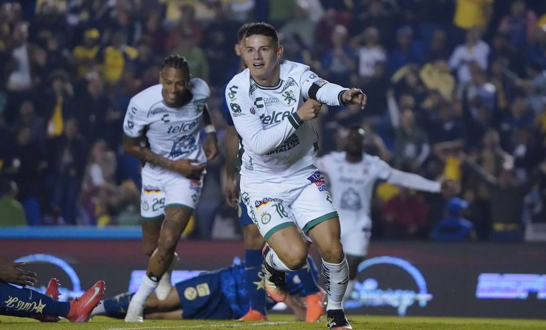 James Rodríguez festeja un gol con el León ante el América. Foto: Imago7