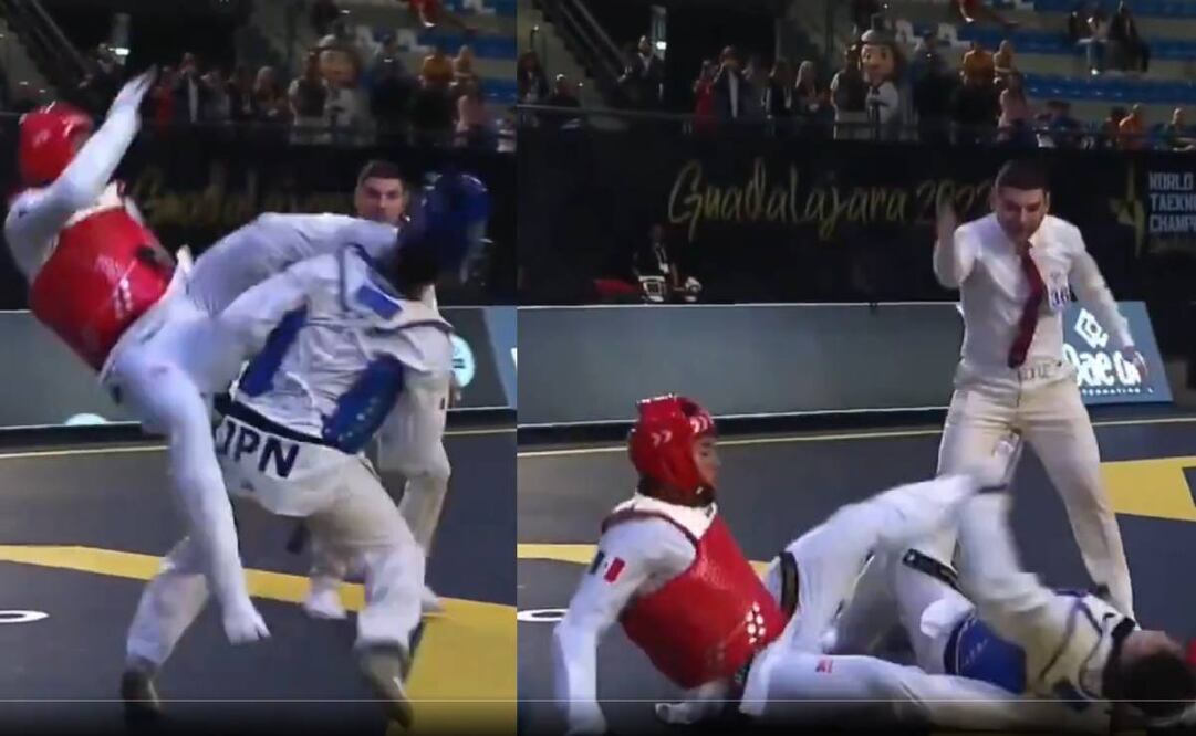 Carlos Sansores mandó a dormir a uno de sus rivales en el Mundial de taekwondo de 2023. Foto: Especial