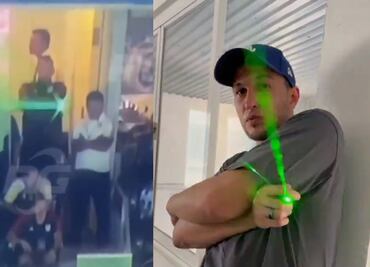 Jorge Torres Nilo hace parodia de Nahuel Guzmán usando el láser en el Clásico Regio