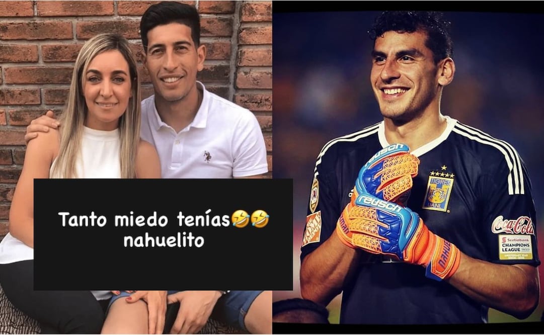 Esteban Andrada y su esposa con un mensaje para Nahuel Guzmán, que luce con Tigres / FOTOS: Instagram @estebanandrada1 y @nahuelguzman111