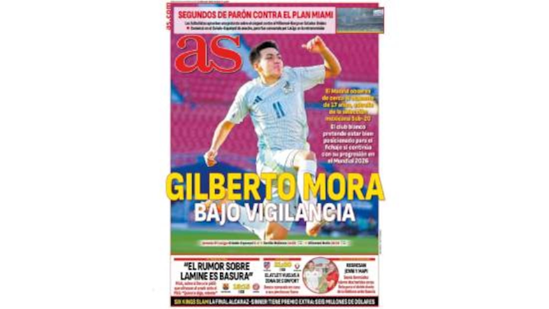 Gilberto Mora protagonizó la portada del Diario AS de España debido a que el Real Madrid lo quiere fichar. Foto: Especial