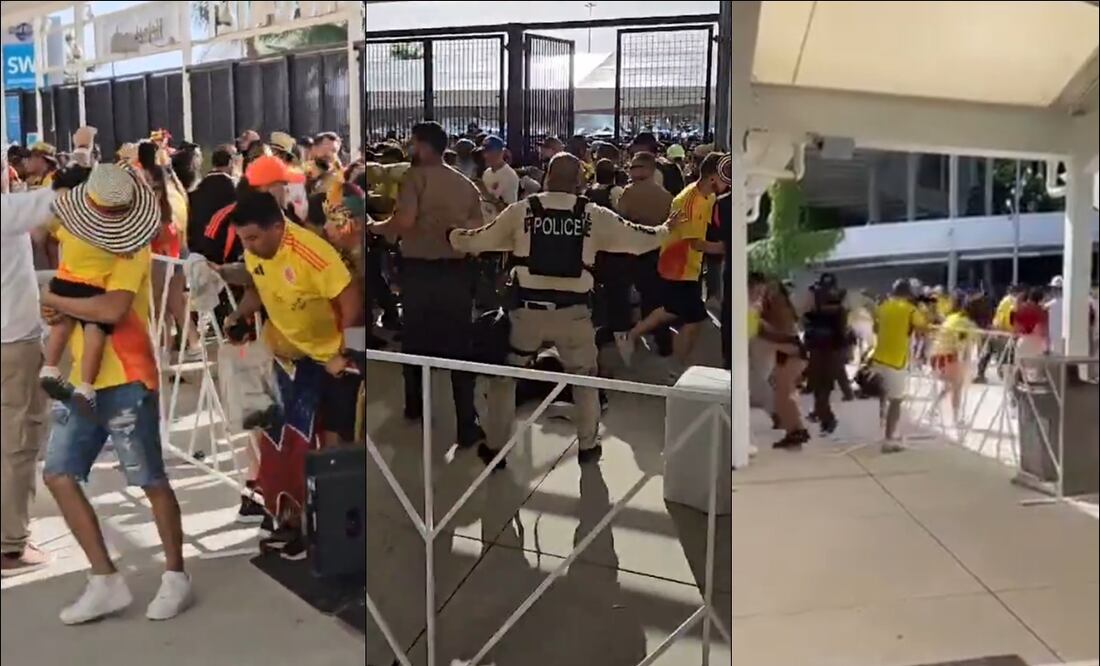 Aficionados colombianos crean avalancha para entrar al estadio previo a la Final de Copa América. FOTOS: Capturas