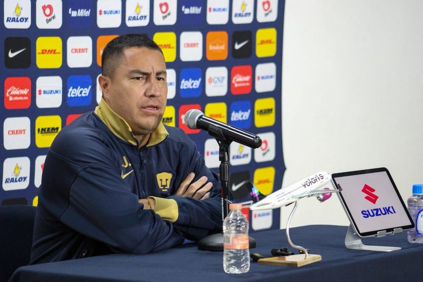 Efraín Juárez en conferencia de prensa con Pumas, previo a la Jornada 1 del Clausura 2026 - Foto: Maritza Villagómez/EL GRÁFICO