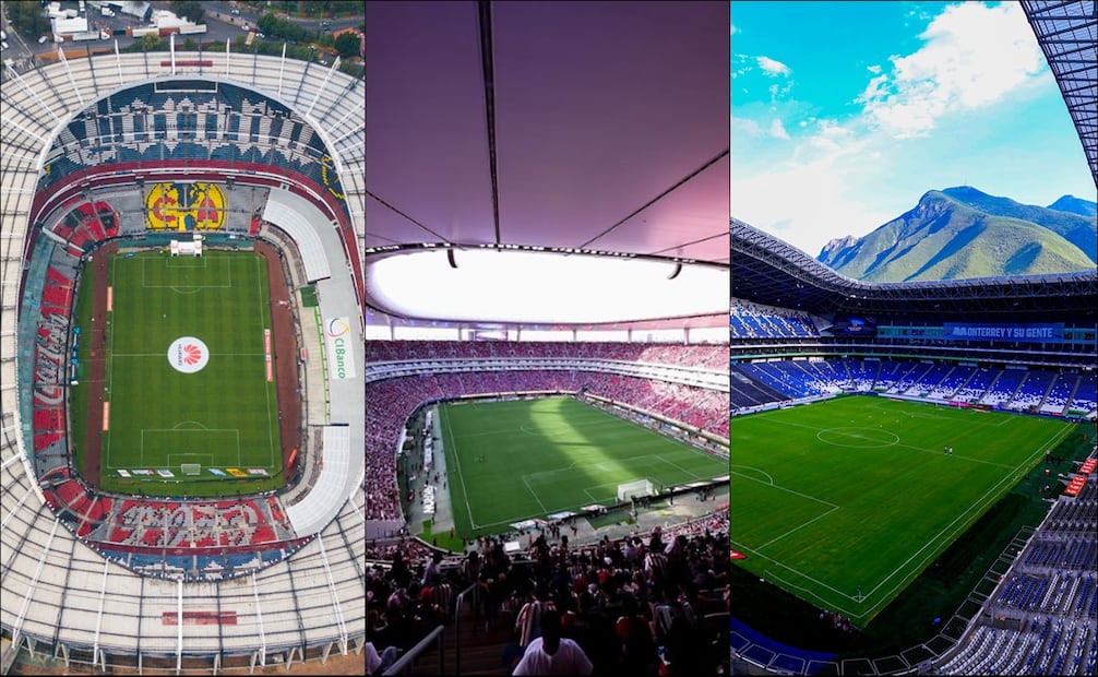 El Estadio Azteca, el Akron y el BBVA recibirán los partidos el Mundial 2026 en México. FOTOS: Especiales