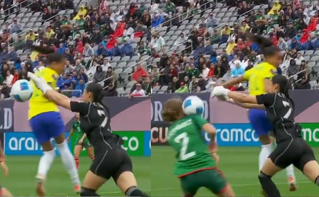 Esthefanny Barreras se equivocó en la salida, el balón pegó en la espalda de Nicki Hernández y la brasileña sólo empujo el balón para el 1-0. Foto: Especial