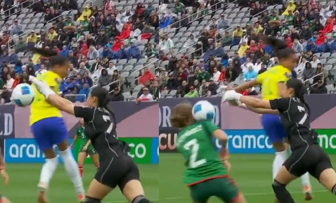 Esthefanny Barreras se equivocó en la salida, el balón pegó en la espalda de Nicki Hernández y la brasileña sólo empujo el balón para el 1-0. Foto: Especial