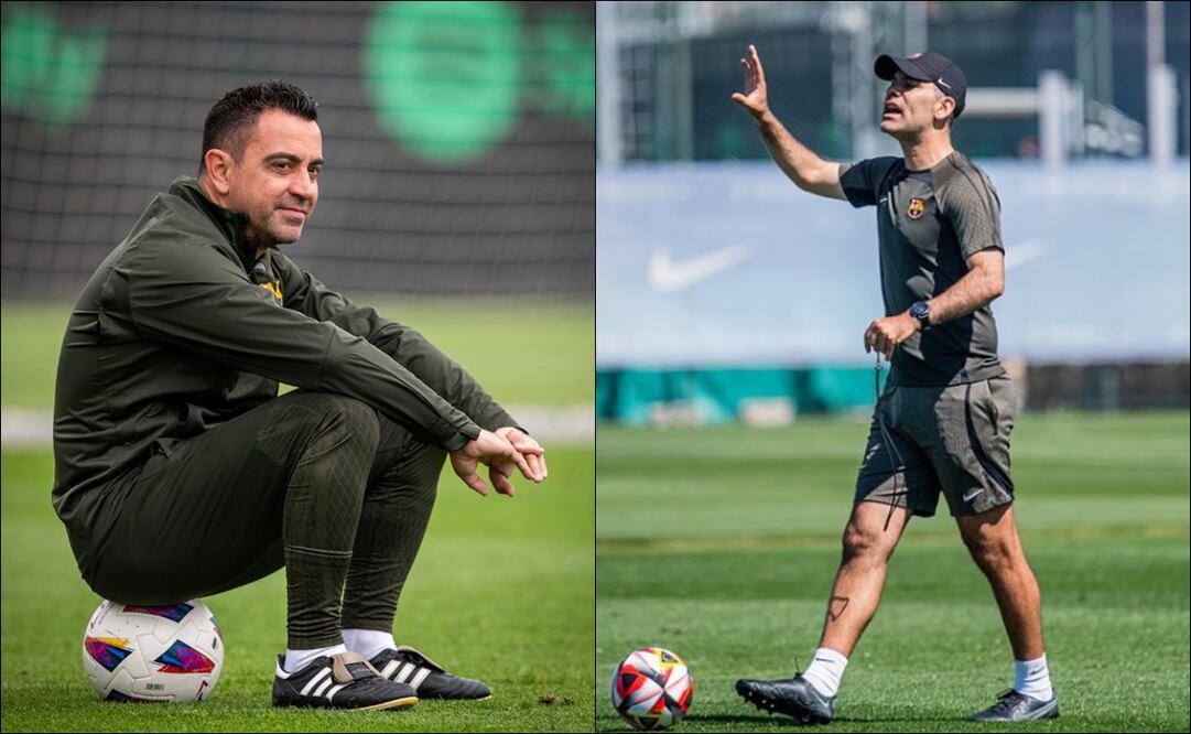 Xavi Hernández y Rafael Márquez. FOTOS: @FCBarcelona / @FCBarcelonaB