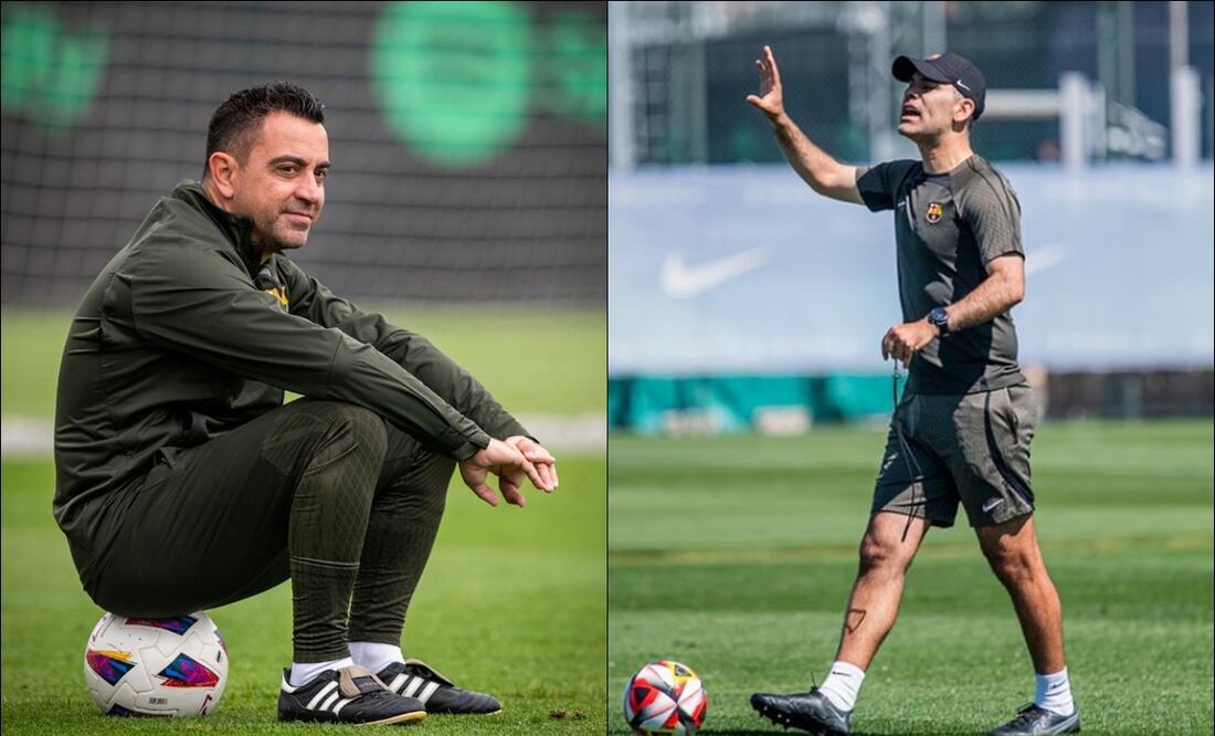 Xavi Hernández y Rafael Márquez. FOTOS: @FCBarcelona / @FCBarcelonaB