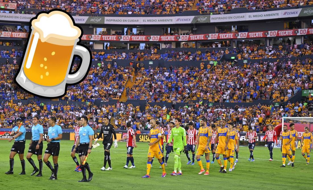 Un aficionado de Tigres se fue sin pagar 16 cervezas en el partido ante Chivas. Foto: Especial