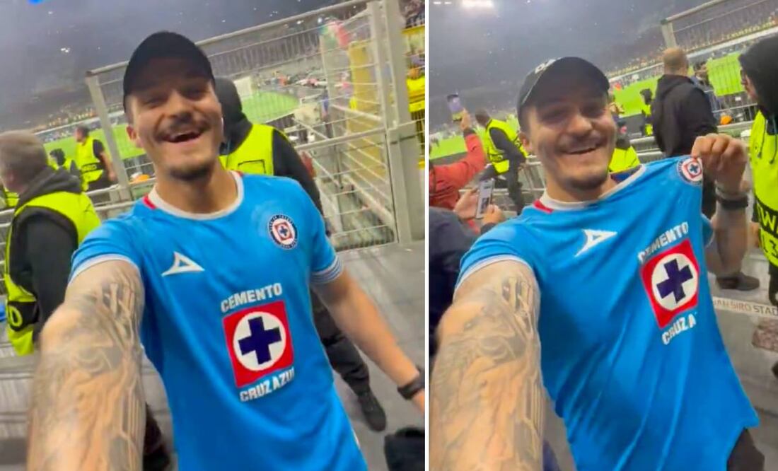 Jefferson Aboytes, aficionado de Cruz Azul, se hizo viral por estar en el estadio durante el Inter de Milán vs Barcelona. Foto: Especial