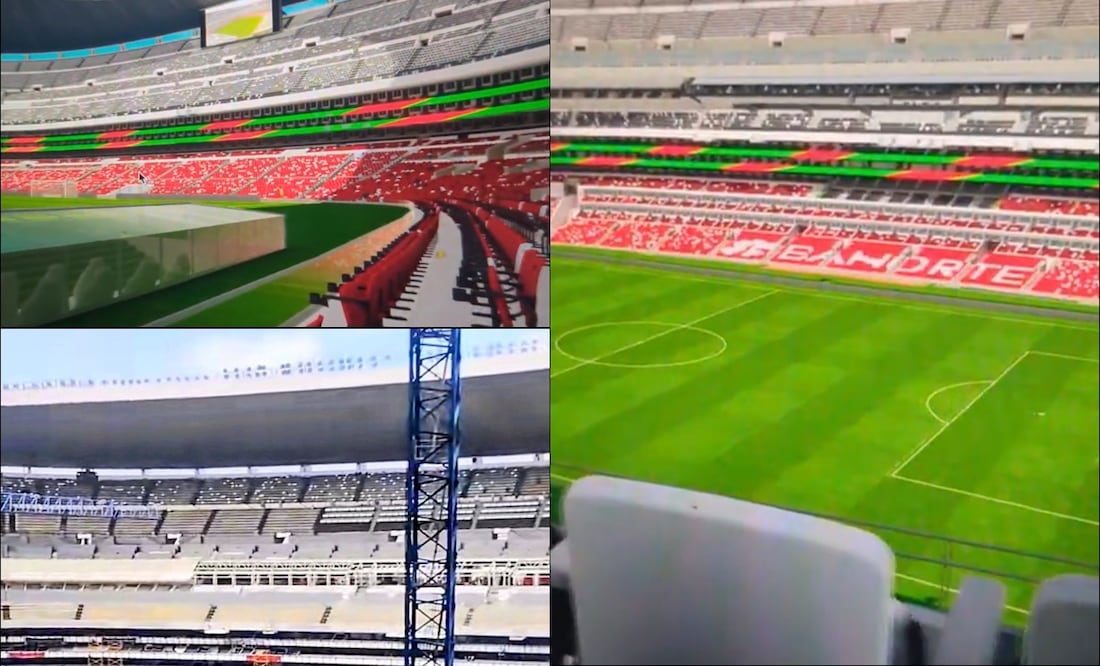 Aficionados del América estallan por el uso de colores rojiblancos en la remodelación del Estadio Azteca. FOTOS: Capturas