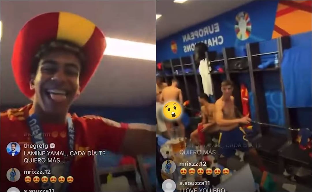 Lamine Yamal captó a sus compañeros sin ropa en el vestidor. FOTO: Capturas